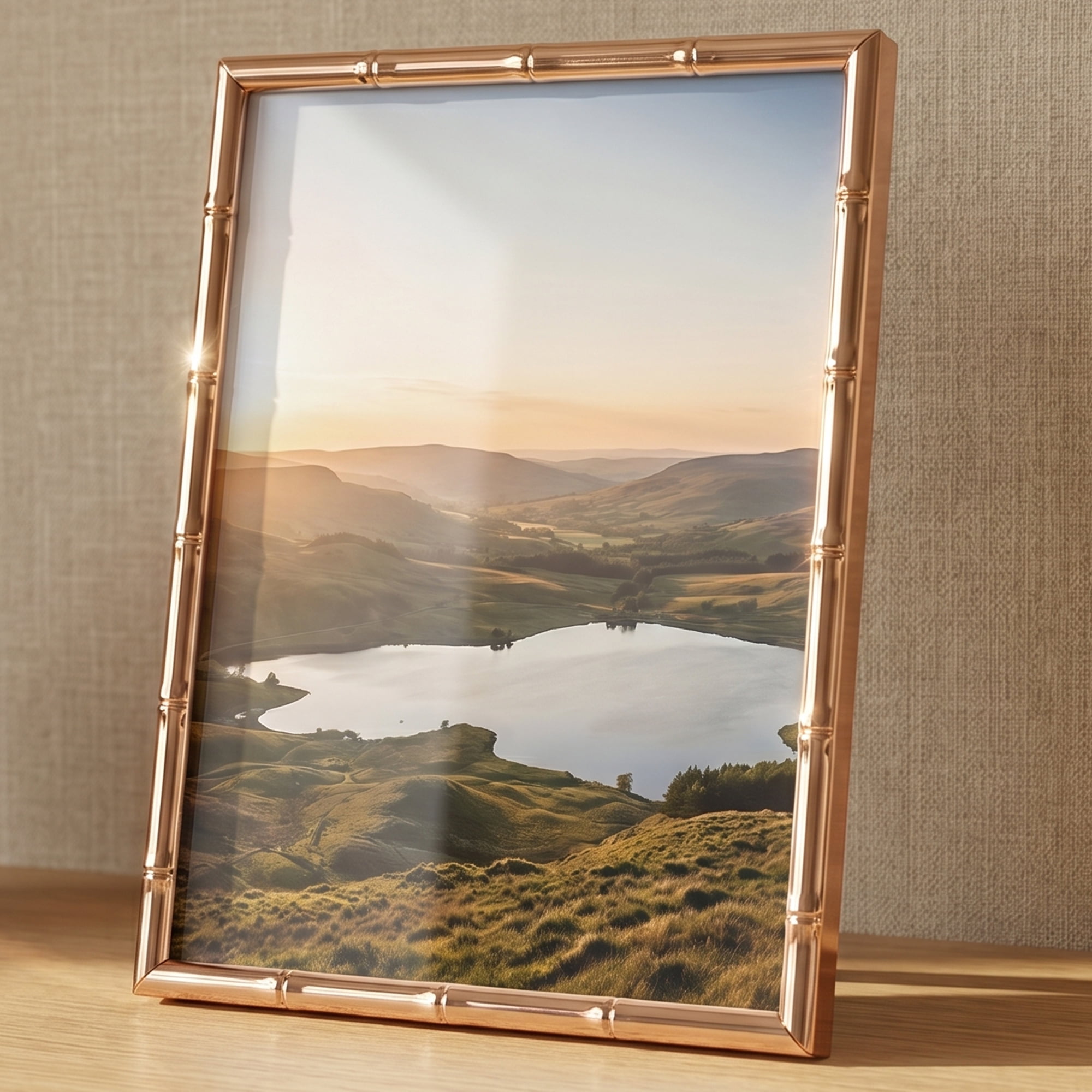 Unique Bargains Metal Picture Frame Chinoiserie Photo Frame with Glass Rose Gold 4" x 5"
