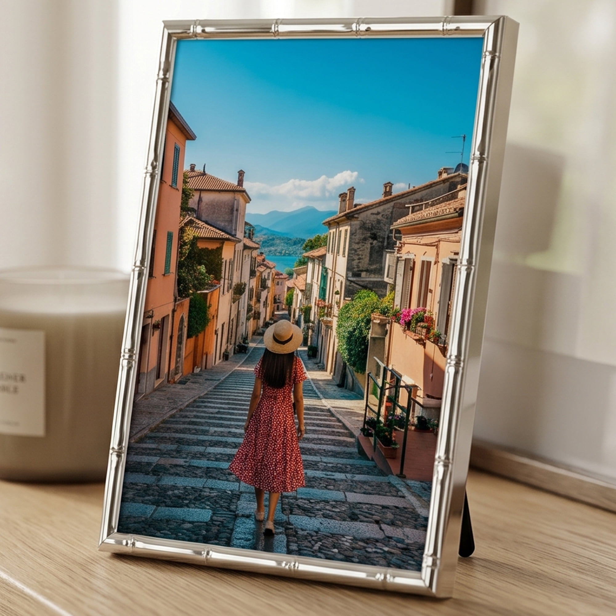 Unique Bargains Metal Picture Frame Chinoiserie Photo Frame with HD Glass Silver 5" x 7"