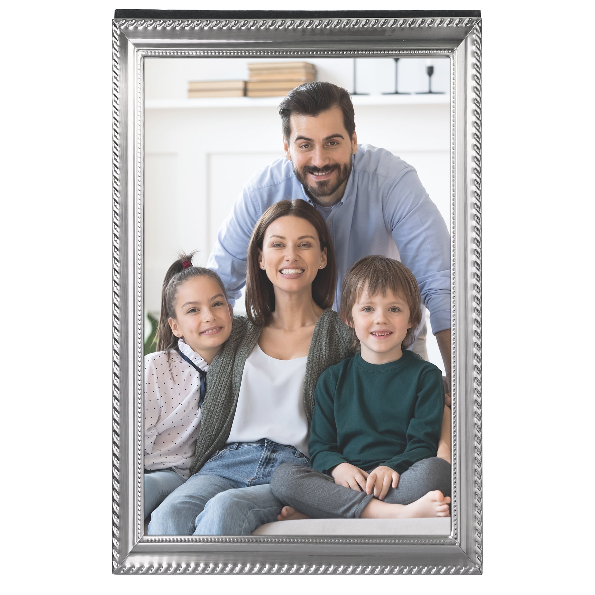 Unique Bargains Metal Picture Frame Modern Vertical Photo Format for Tabletop Grey 4x6"