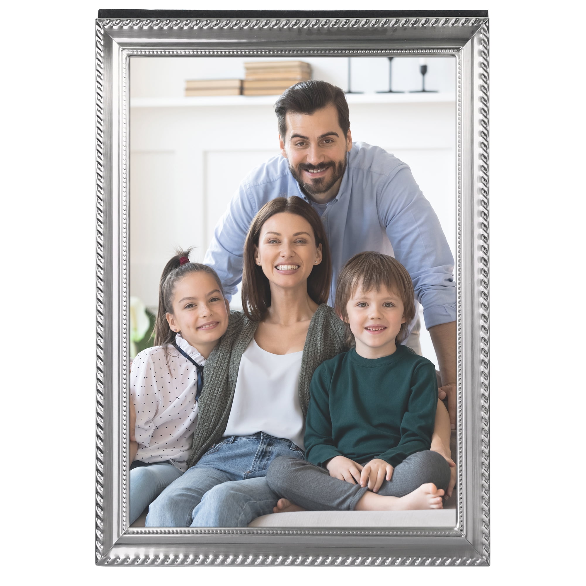 Unique Bargains Metal Picture Frame Modern Vertical Photo Format for Tabletop Grey 5x7"
