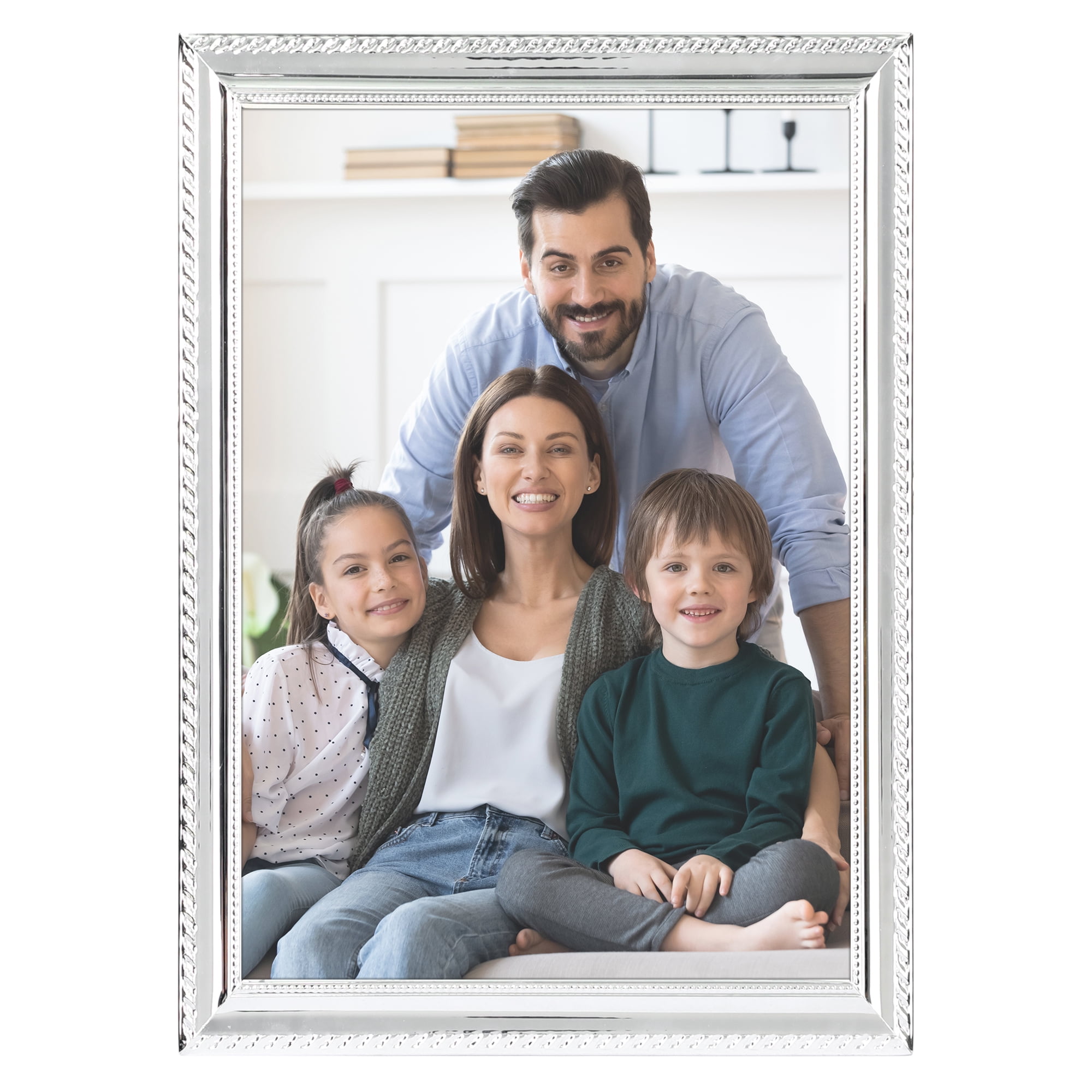 Unique Bargains Metal Picture Frame Modern Vertical Photo Format for Tabletop Silver 5x7"