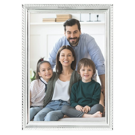 Unique Bargains Metal Picture Frame Modern Vertical Photo Format for Tabletop Silver 5x7"