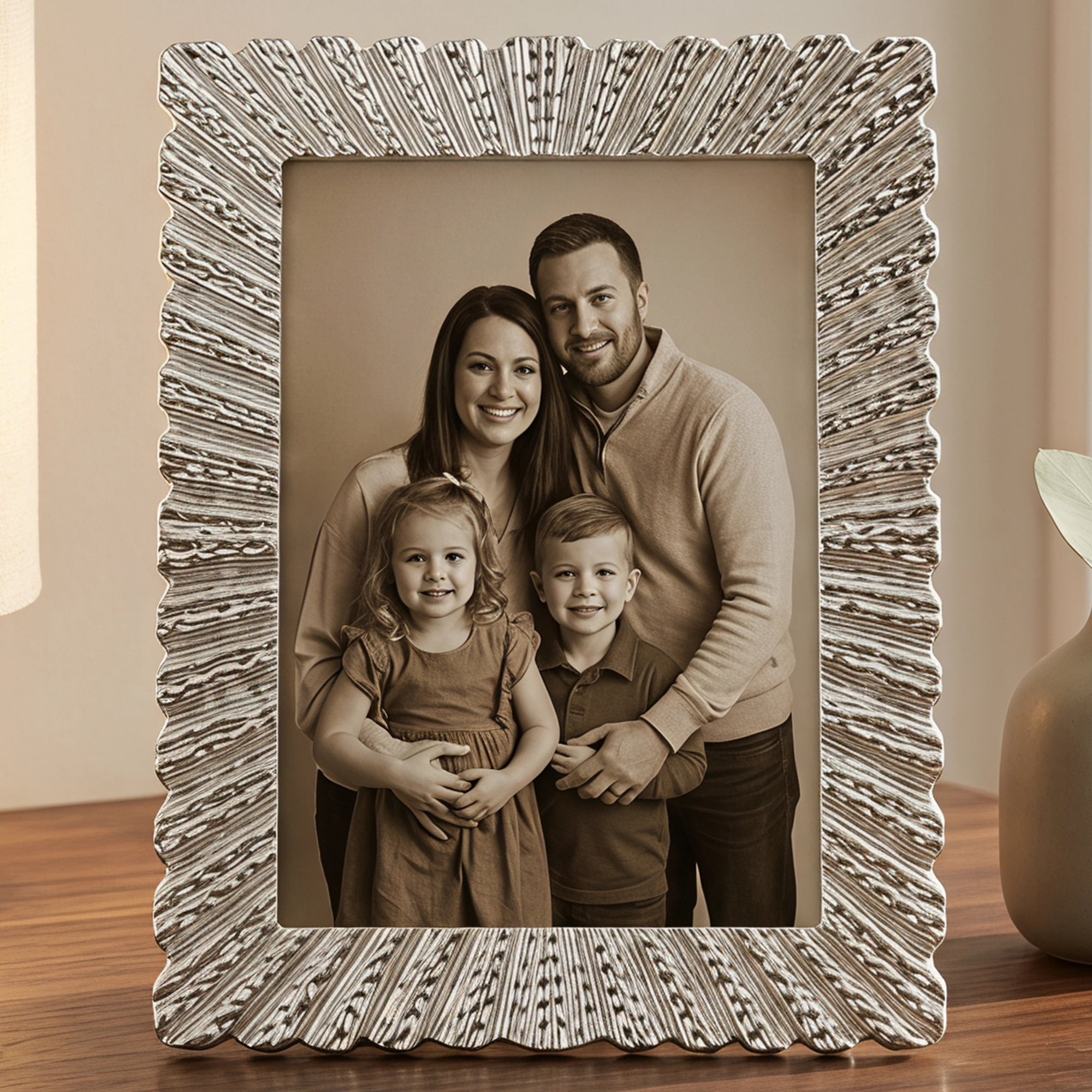 Unique Bargains Metal Picture Frame Ornate Embossed Art Vintage Decor Silver 4" x 6"