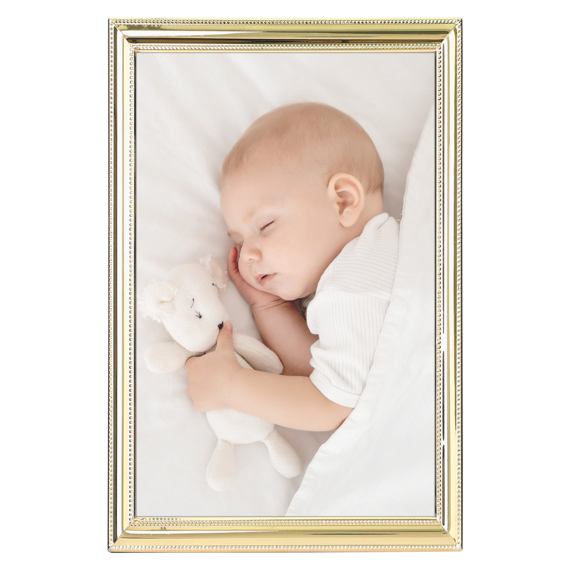 Unique Bargains Metal Picture Frame Photo Clear Glass Display 4x6 Gold