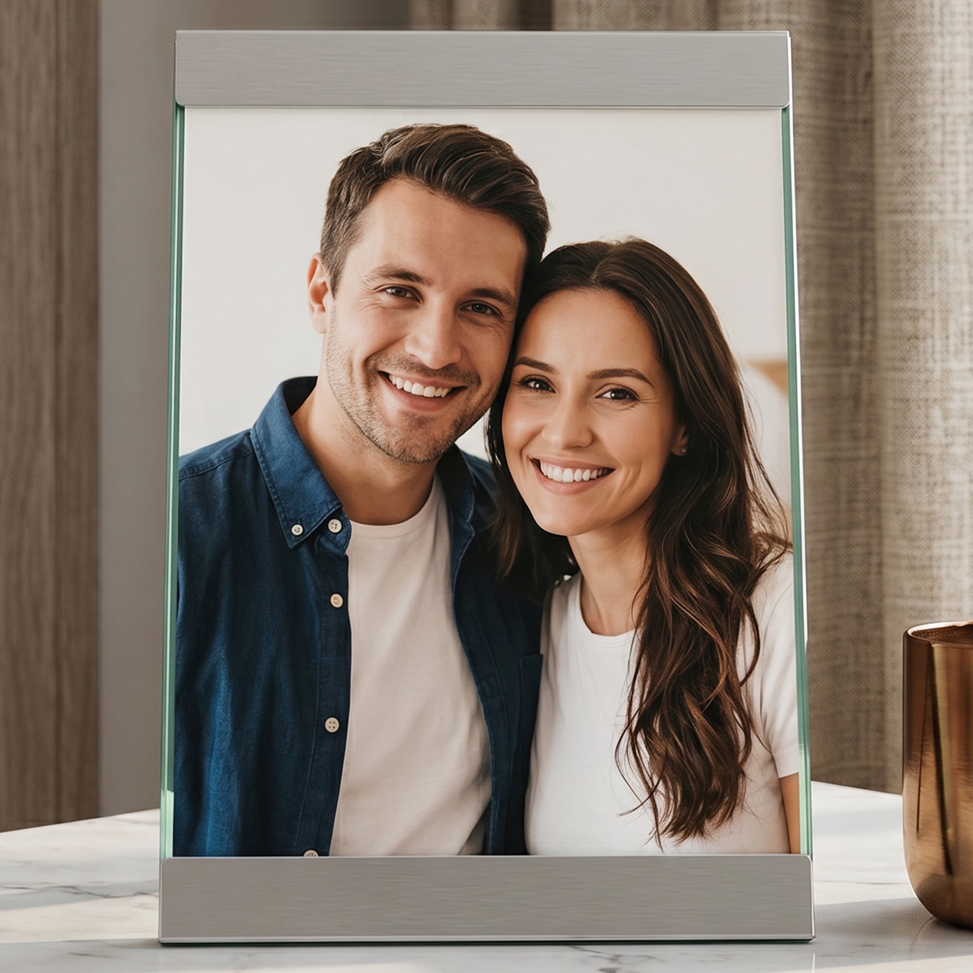Unique Bargains Metal Picture Frame Premium Memorial Photo Frame Vertical Silver 5" x 7"