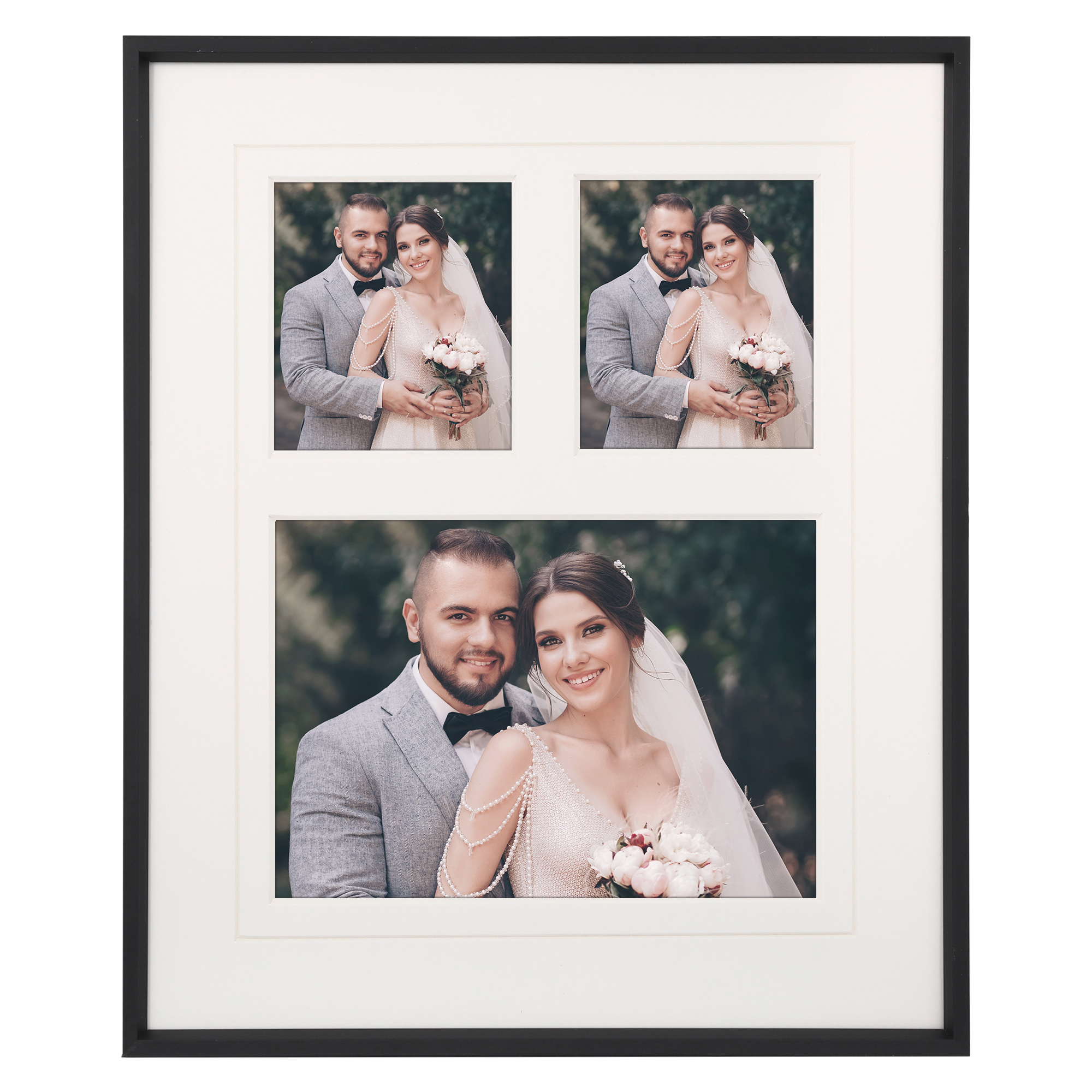 Unique Bargains Metal Picture Tabletop Display Frame 7x12 Three-Grid Black