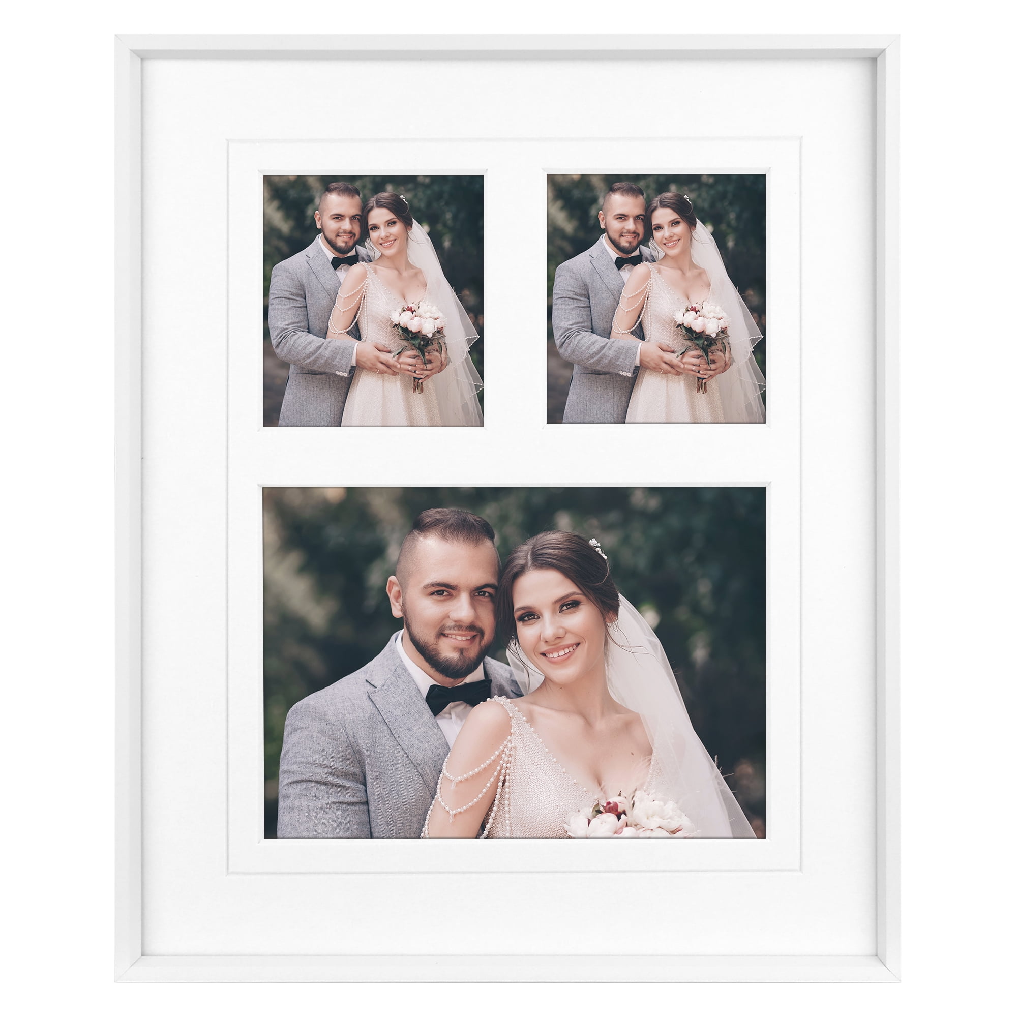 Unique Bargains Metal Picture Tabletop Display Frame 7x12 Three-Grid White