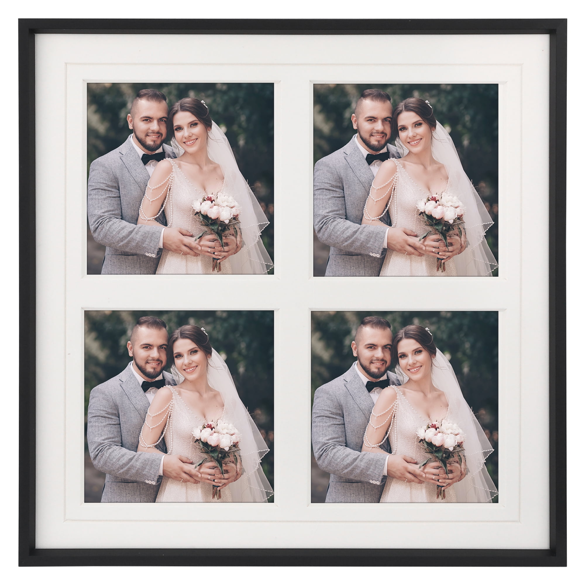 Unique Bargains Metal Picture Tabletop Display Frame 7x7 Four-Grid Black