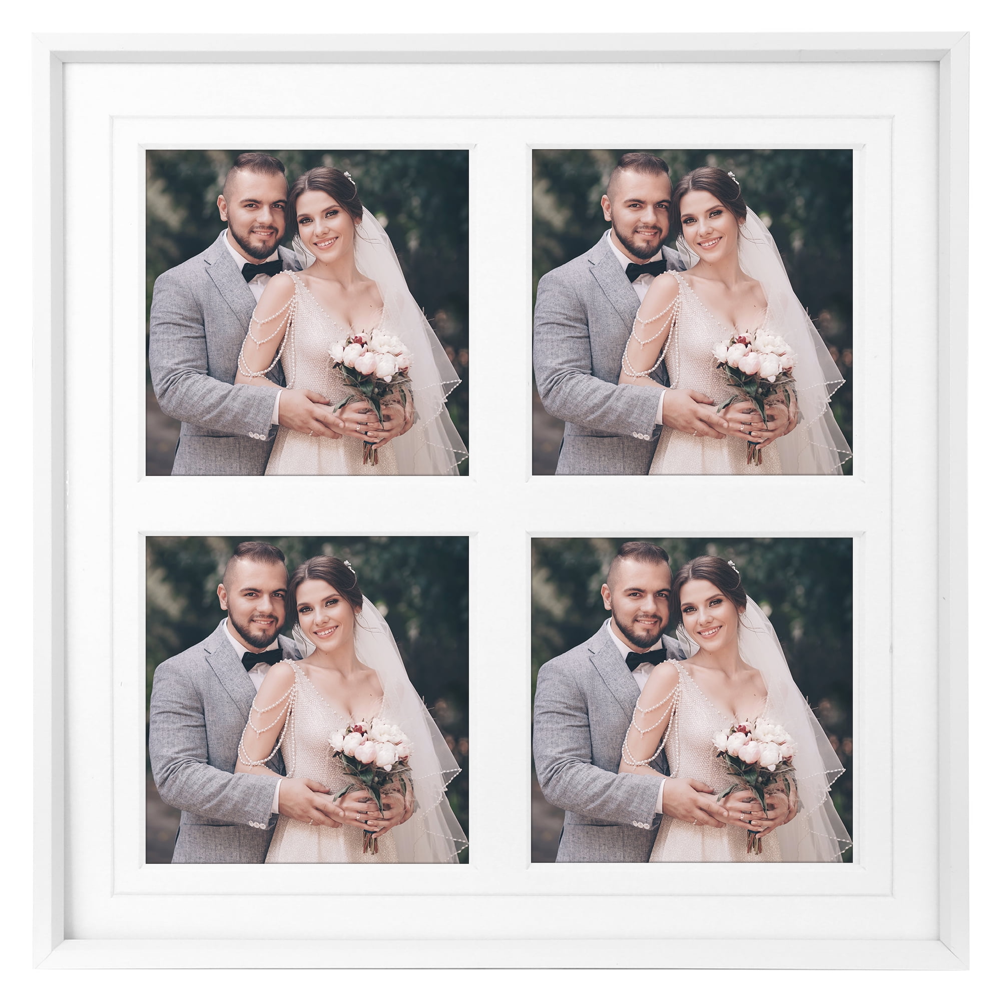 Unique Bargains Metal Picture Tabletop Display Frame 7x7 Four-Grid White