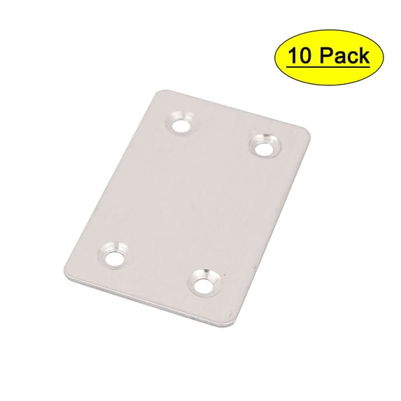 Unique Bargains Metal Rectangle 4 Holes Flat Mending Repair Plates Brackets Fasteners 10Pcs