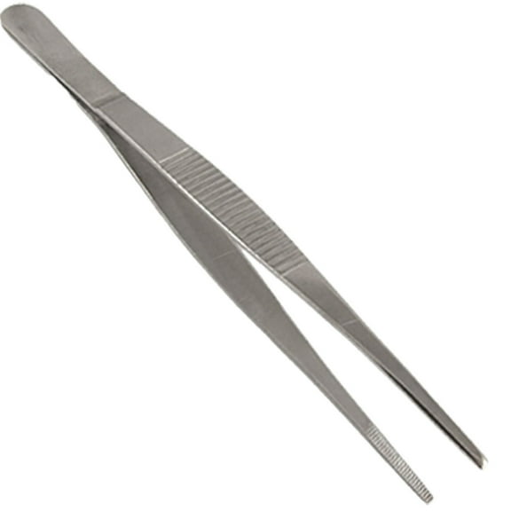 Unique Bargains Metal Silver Tone Round Tip Straight Tweezers 6.22" Long Hand Tool