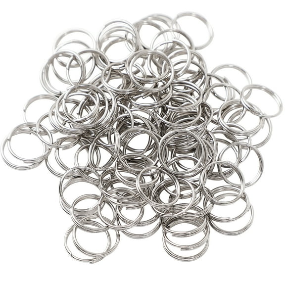 Unique Bargains Metal Split Key Ring 0.47" Diameter Chain Keyring Keychain Loop Silver Tone 100Pcs