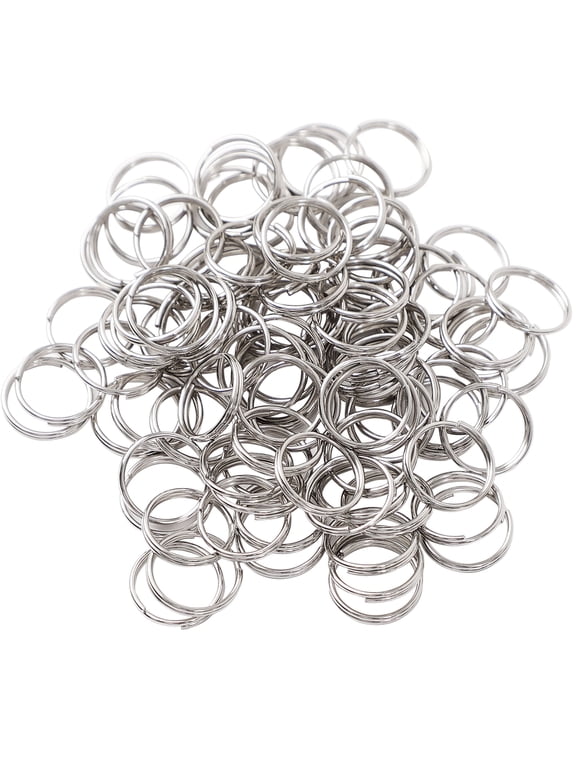 Metal Split Key Ring 0.47" Diameter Chain Keyring Keychain Loop Silver Tone 100Pcs