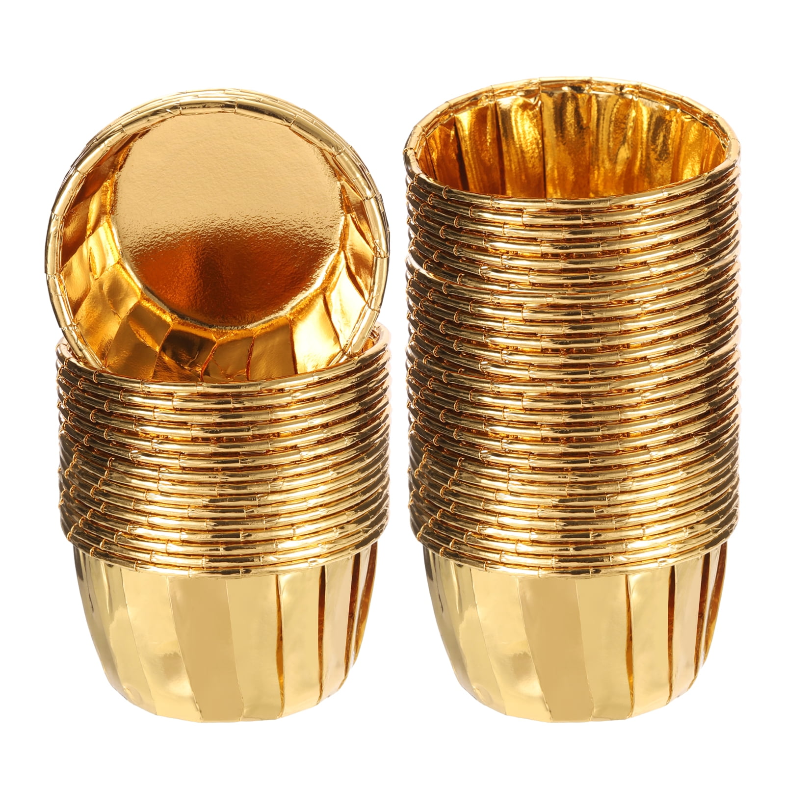 Unique Bargains Metallic Foil Cupcake Liners for Baking Cupcake Muffins Gold