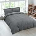 thumbnail image 1 of Unique Bargains Microfiber 3 Pieces Seersucker Duvet Cover Set King Dark Grey, 1 of 8