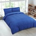 thumbnail image 1 of Unique Bargains Microfiber 3 Pieces Seersucker Duvet Cover Set King Royal Blue, 1 of 8