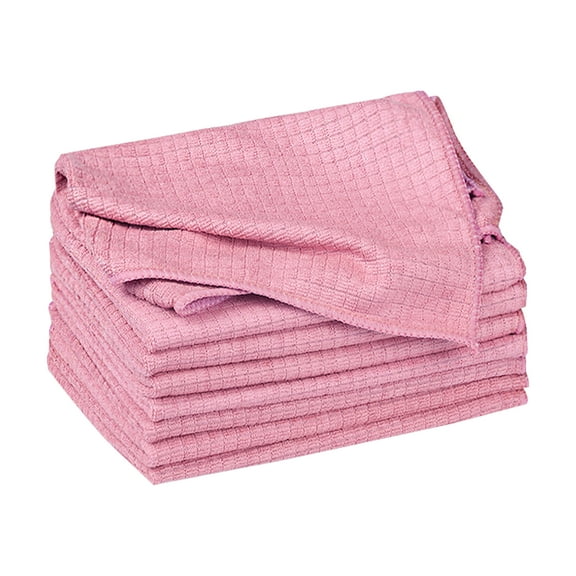 Unique Bargains Microfiber 8 Pack Reuseable Cleaning Cloths Super Absorbent Dish Rags Pink