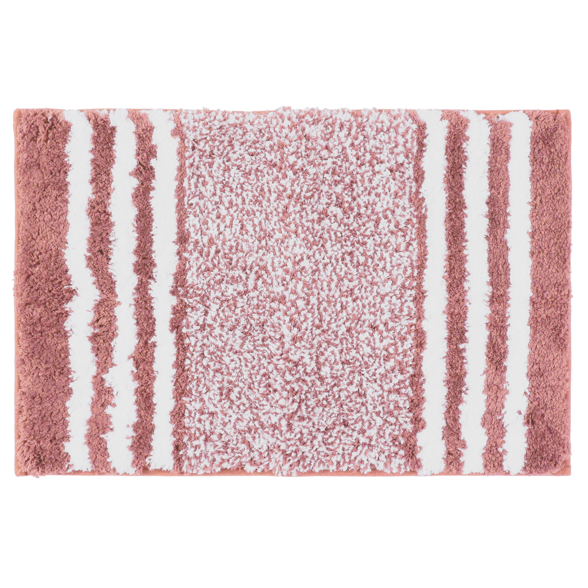 Unique Bargains Microfiber Bath Rugs Striped Non-Slip Floor Mat Rosy Brown 16"x24"