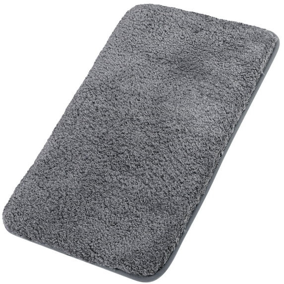 Unique Bargains Bathroom Shaggy Bath Mat Fluffy Non-slip Door Floor Rug Dark Gray 24" x 35"