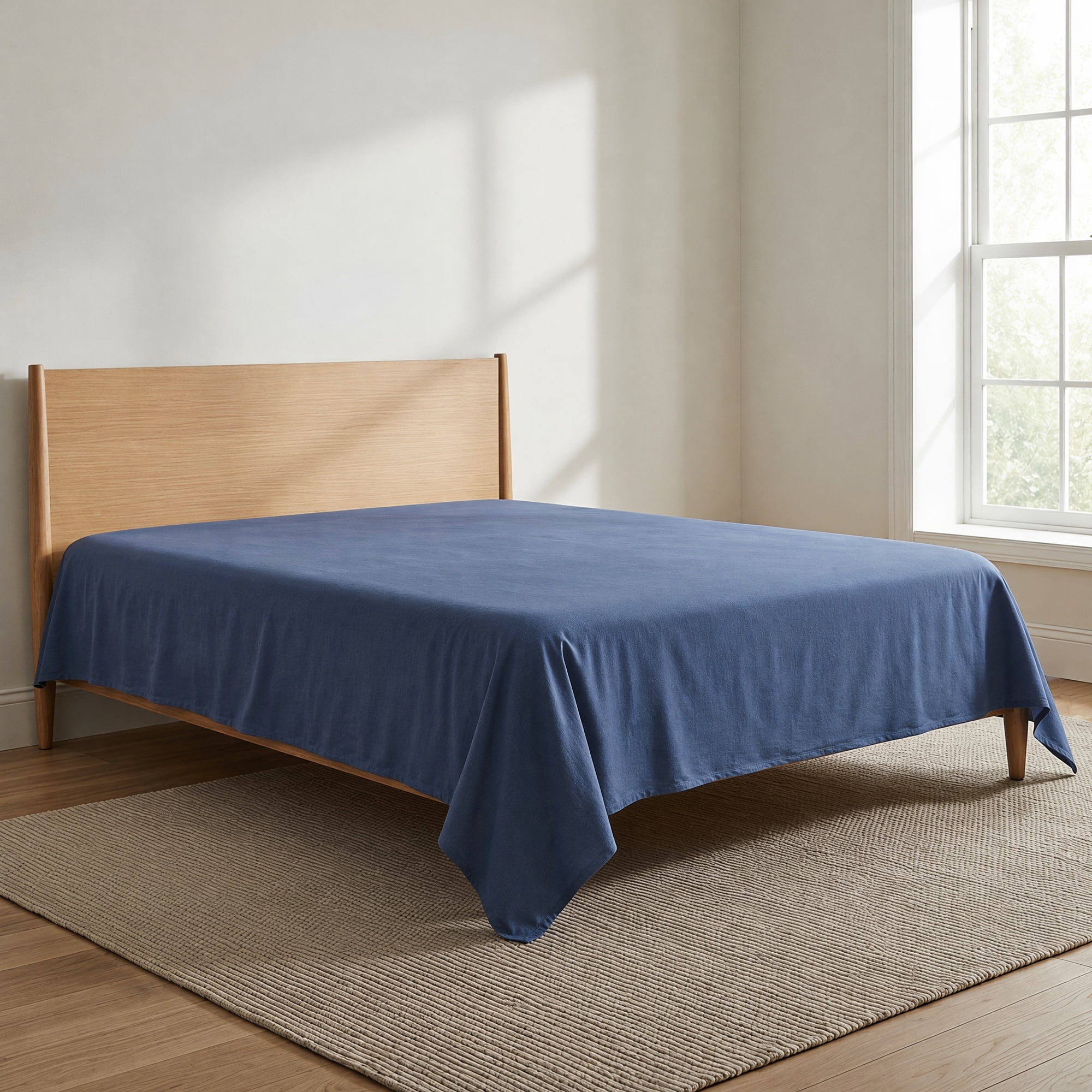 Unique Bargains Microfiber Bed Breathable Flat Sheet Bedding Misty Blue 66"x96"