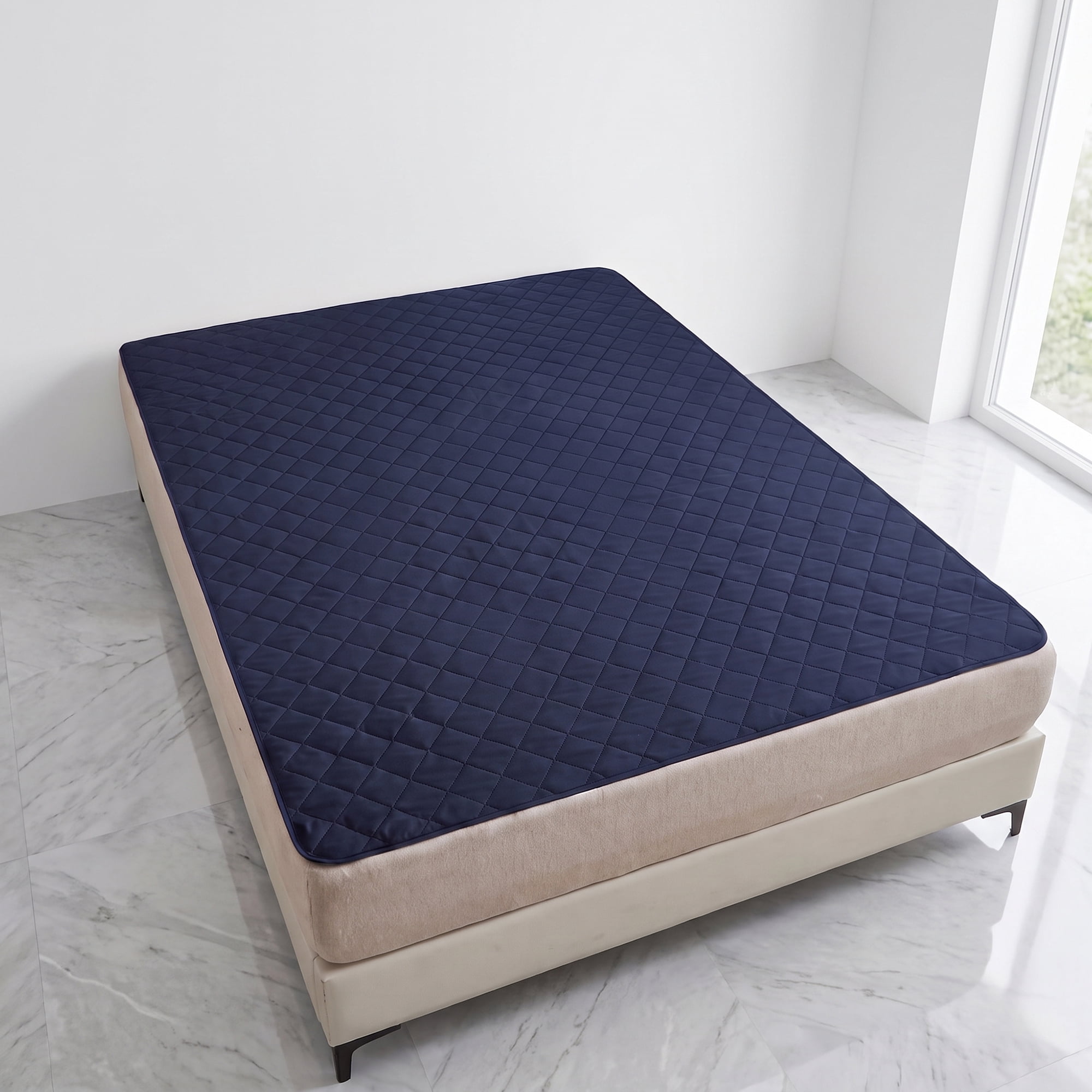 Unique Bargains Microfiber Bed Sheet Mattress Protector Textured Bedding Dark Blue 39"x75"