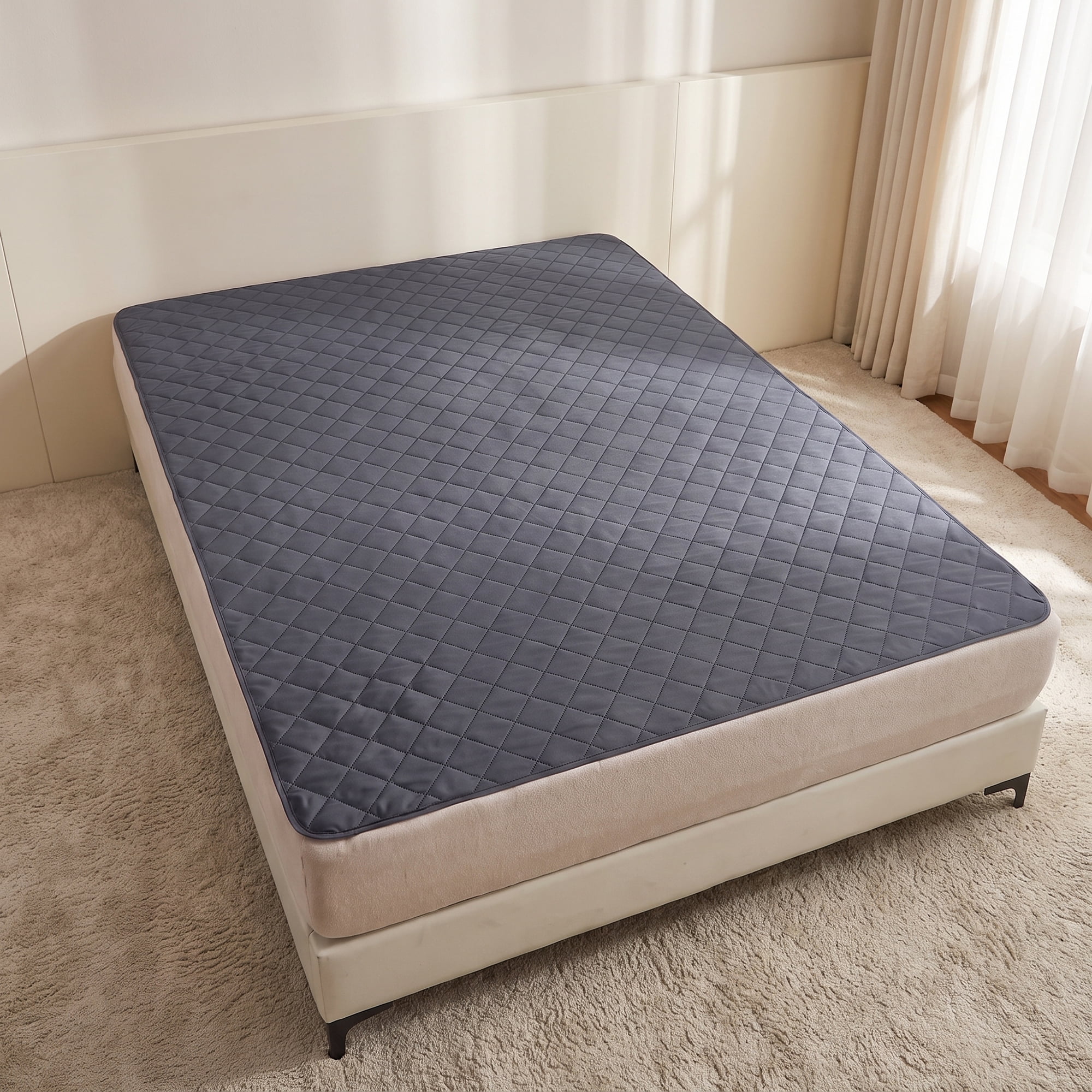 Unique Bargains Microfiber Bed Sheet Mattress Protector Textured Bedding Dark Gray 54"x75"