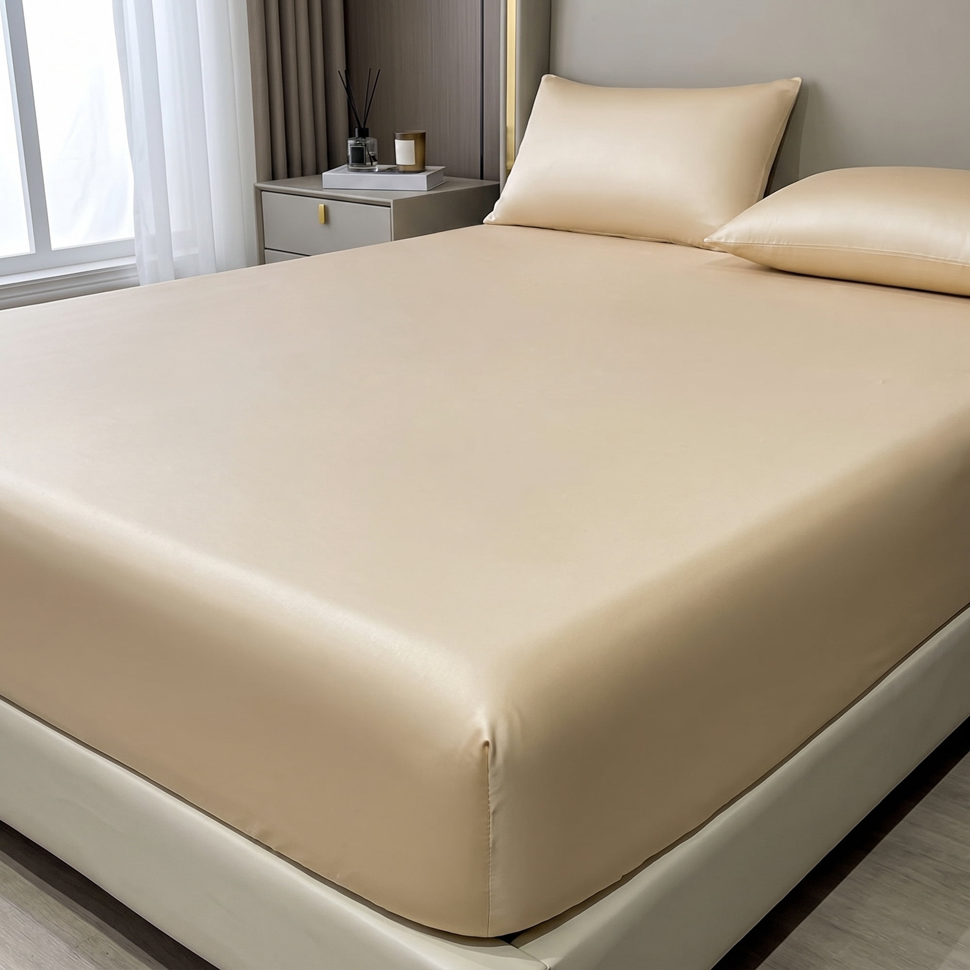 Unique Bargains Microfiber Bed Sheets Cooling for Comfortable Sleep 59.1"x78.7" Beige