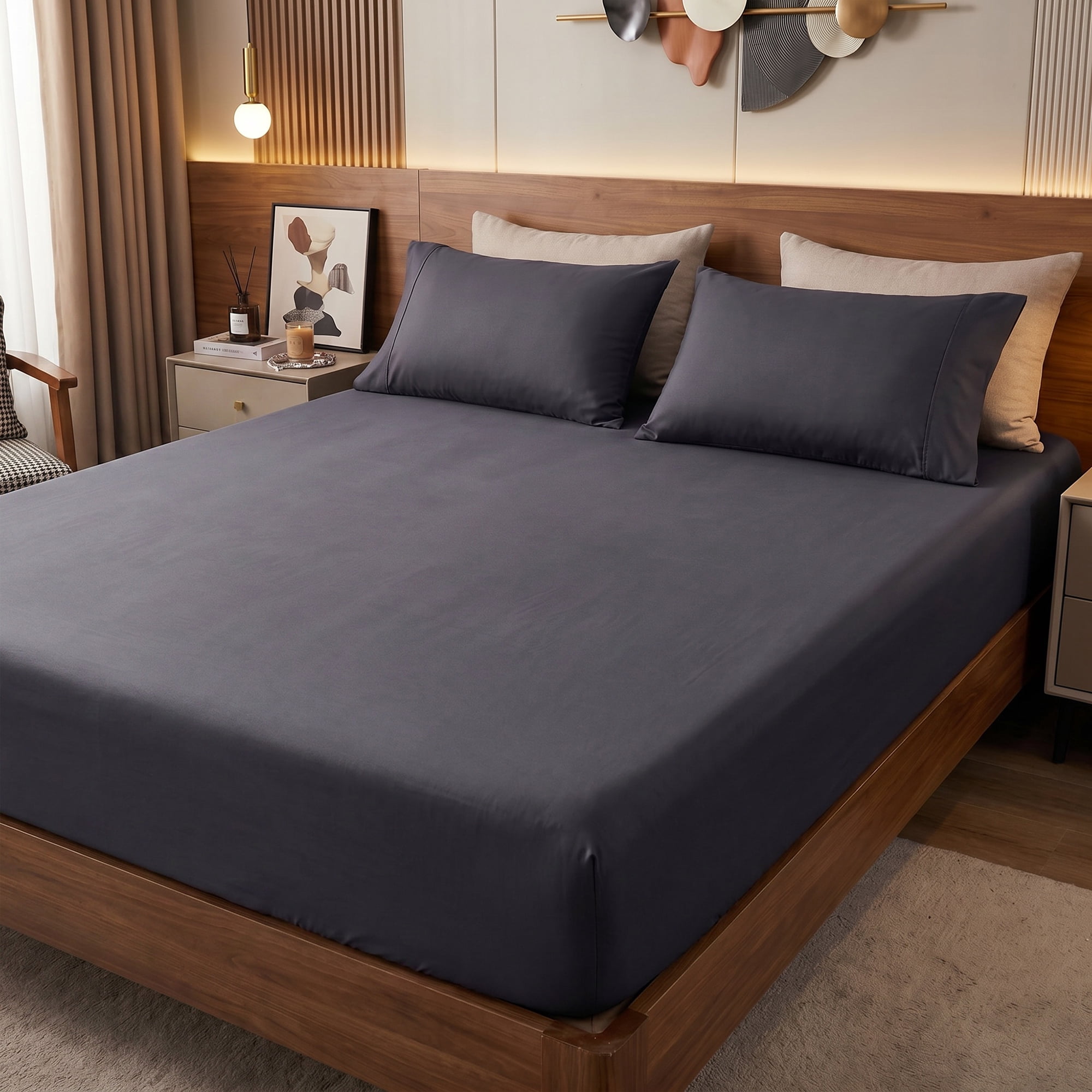 Unique Bargains Microfiber Bed Sheets Cooling for Comfortable Sleep 59.1"x78.7" Grey