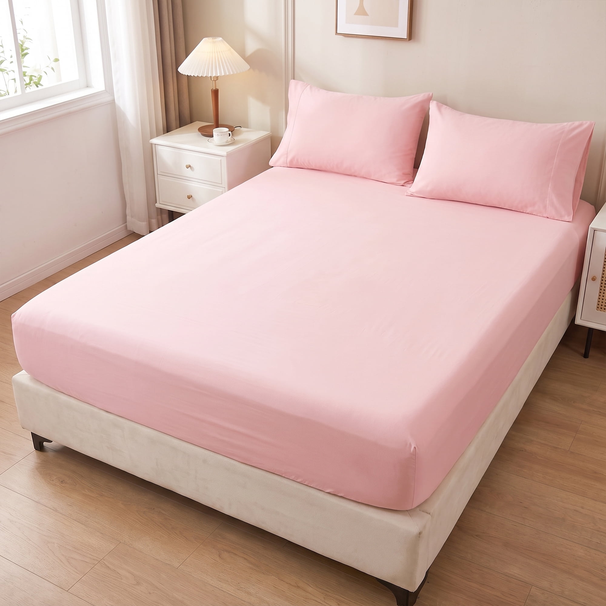 Unique Bargains Microfiber Bed Sheets Cooling for Comfortable Sleep 59.1"x78.7" Pink