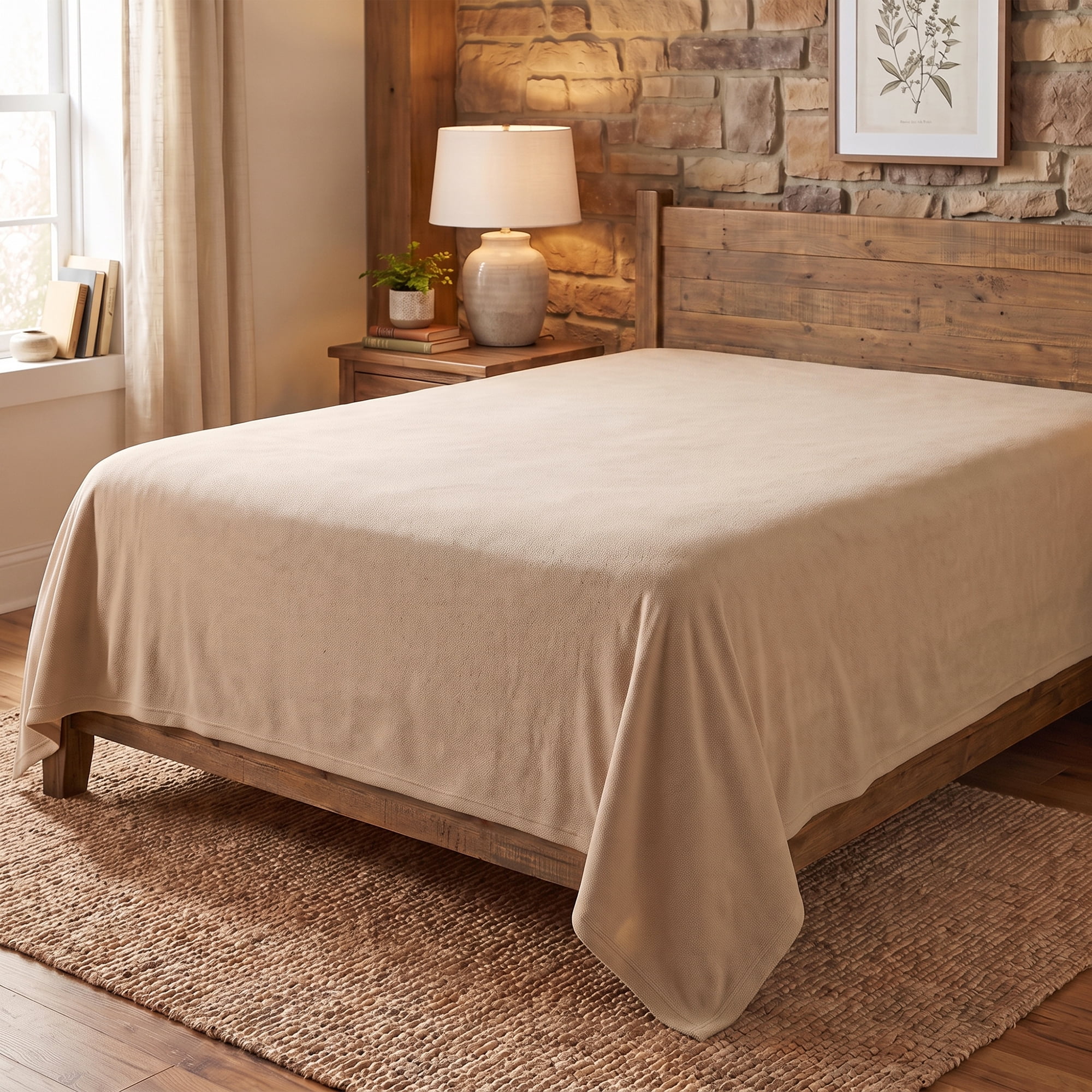 Unique Bargains Microfiber Breathable Flat Bed Sheet Cozy Bedding for Bedroom Khaki 79"x91"