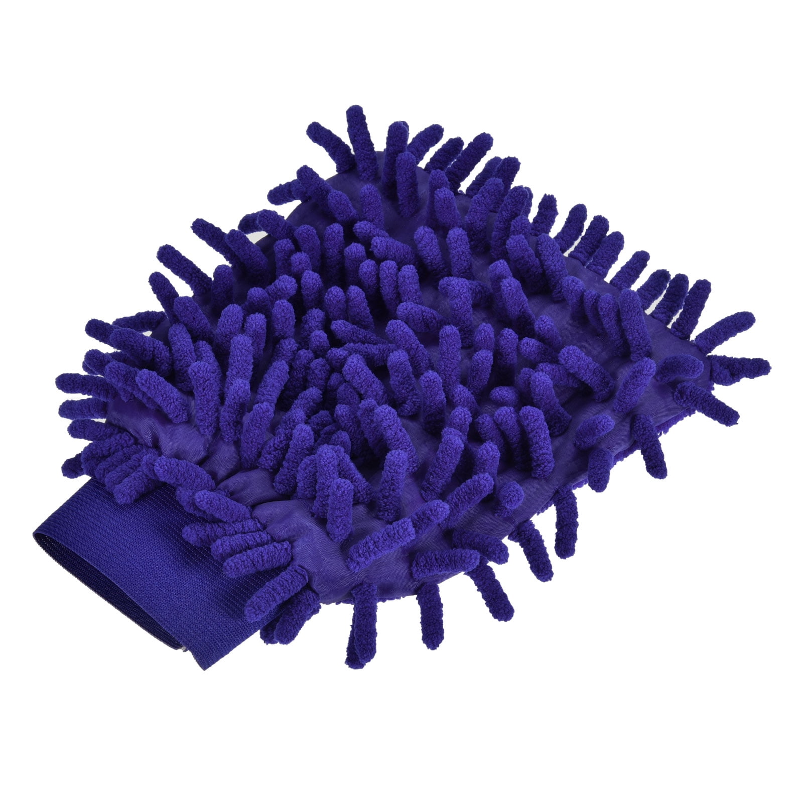 Unique Bargains Microfiber Chenille Mitts Reusable Cleaning Gloves Wash Sponge for Home Dark Blue