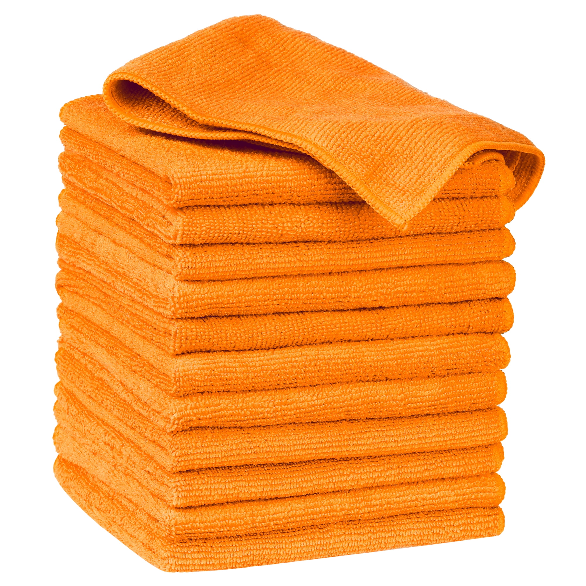 Unique Bargains Microfiber Cleaning Cloth 12 Pack Microfiber Towels Orange 12" x 12"