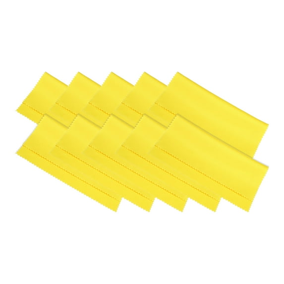 Unique Bargains Microfiber Cleaning Cloth 6' x 6' Soft for Camera Lens in Individual Vinyl Pouch, Yellow 10 Pack