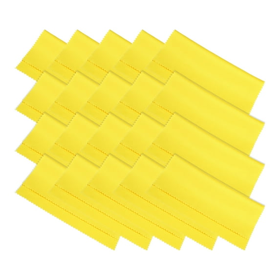 Unique Bargains Microfiber Cleaning Cloth 6' x 6' Soft for Camera Lens in Individual Vinyl Pouch, Yellow 20 Pack