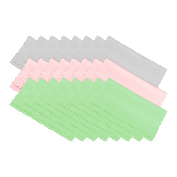 Unique Bargains Microfiber Cleaning Cloth 7' x 6' Soft Suede for Camera Lens in Individual Vinyl Pouch, Green Pink Grey 24 Pack