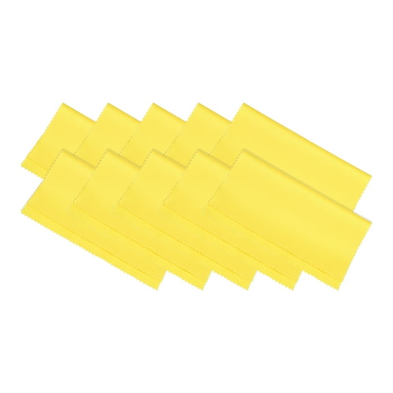 Unique Bargains Microfiber Cleaning Cloth 7' x 6' Soft for Camera Lens in Individual Vinyl Pouch, Yellow 10 Pack