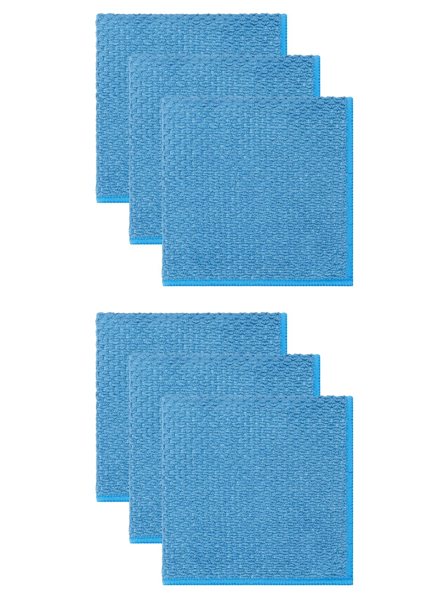 Unique Bargains Microfiber Dish Cloth for Washing Dishes Rags Dark Blue 12" x 12"