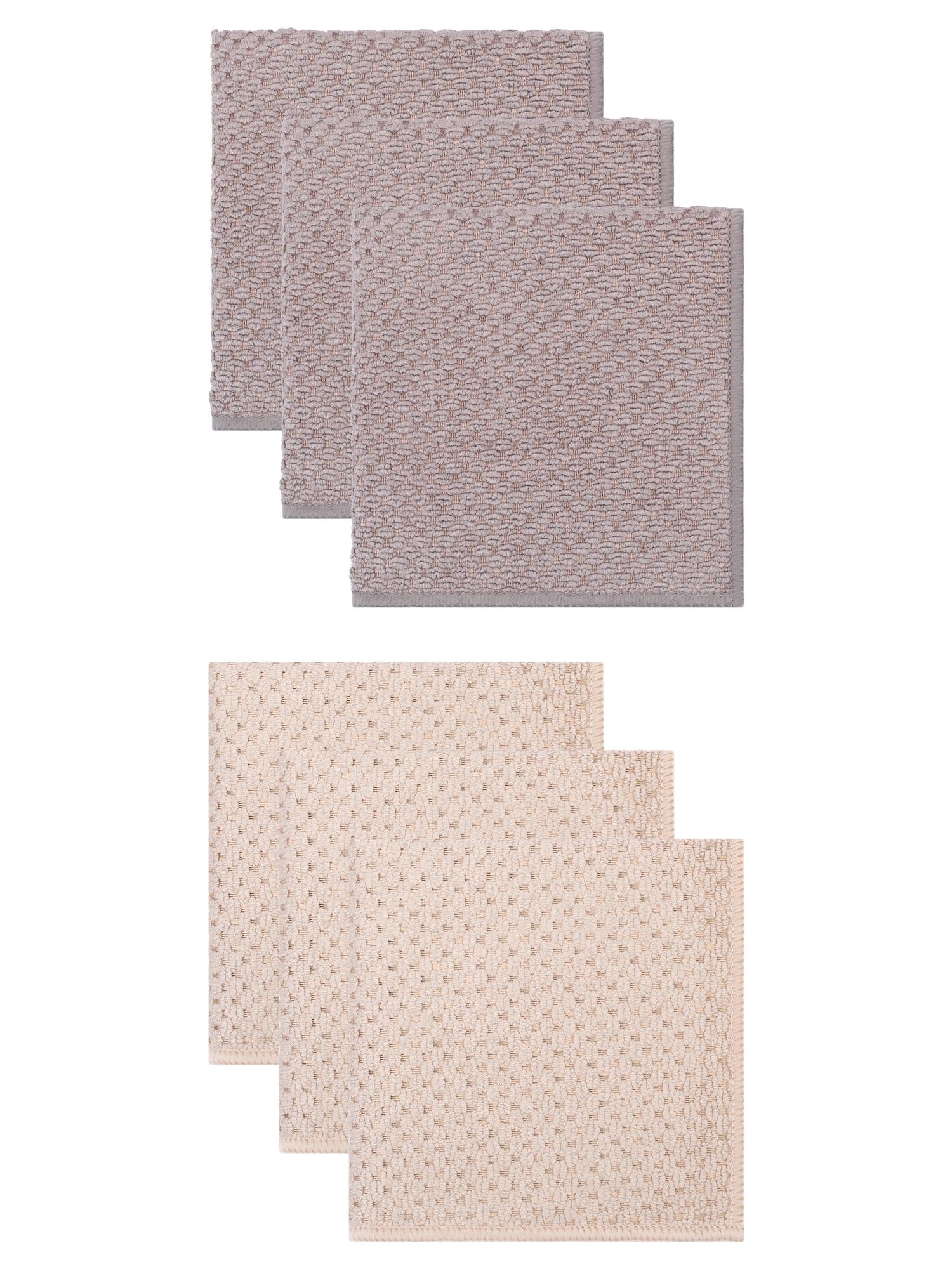 Unique Bargains Microfiber Dish Cloth for Washing Dishes Rags Khaki/Dark Gray 12" x 12"