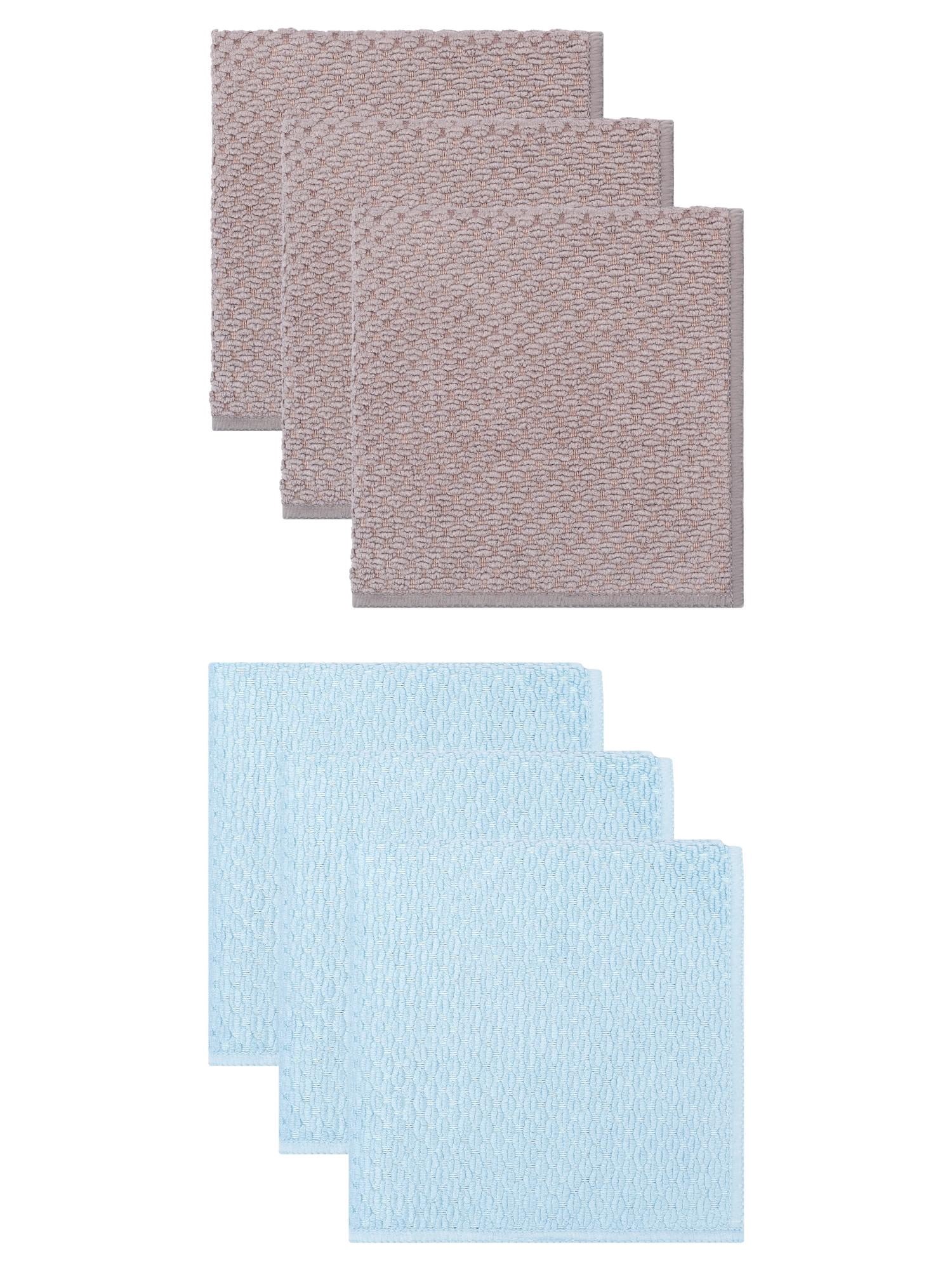 Unique Bargains Microfiber Dish Cloth for Washing Dishes Rags Light Blue/Gray 12" x 12"