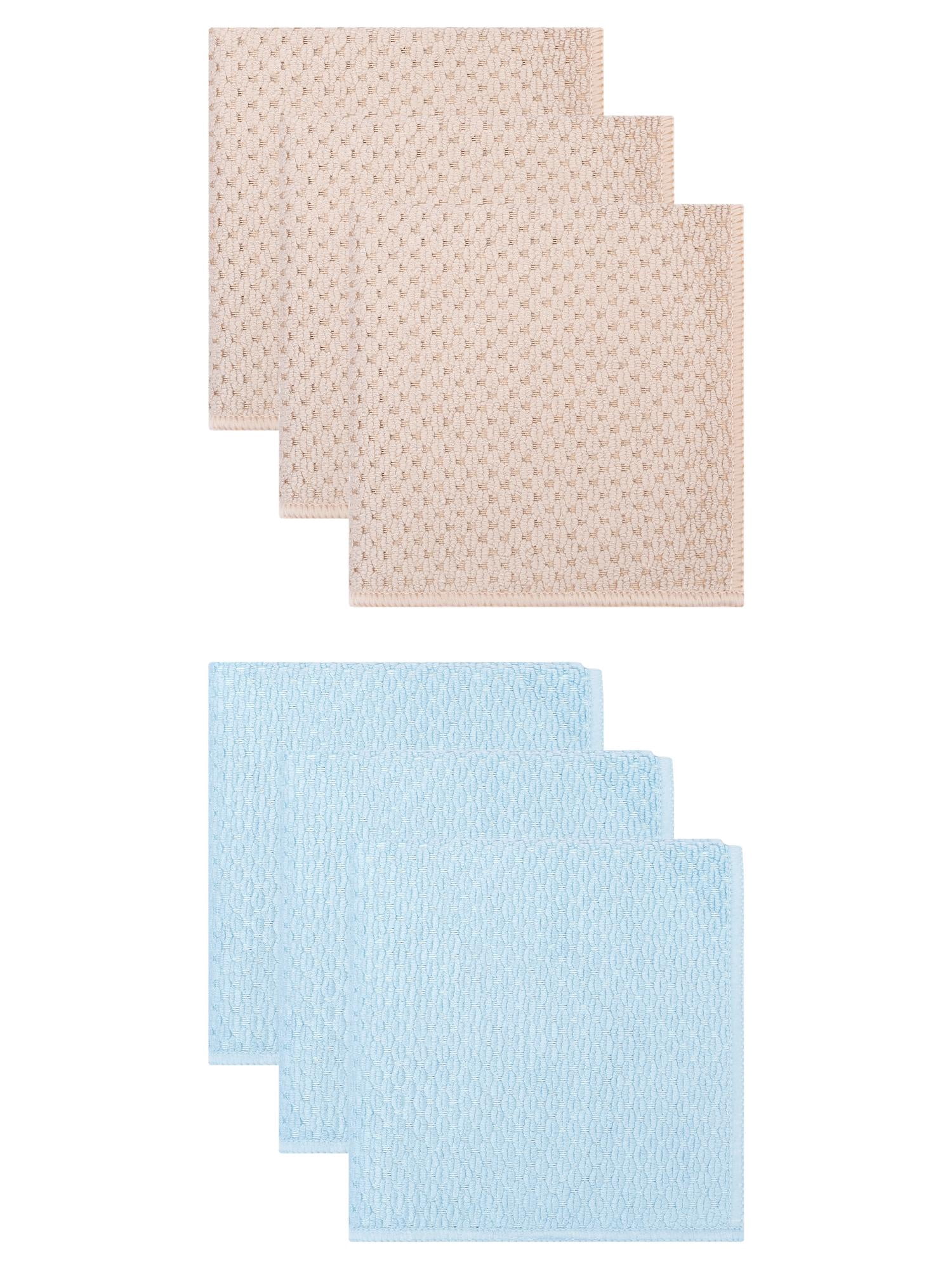 Unique Bargains Microfiber Dish Cloth for Washing Dishes Rags Light Blue/Khaki 12" x 12"
