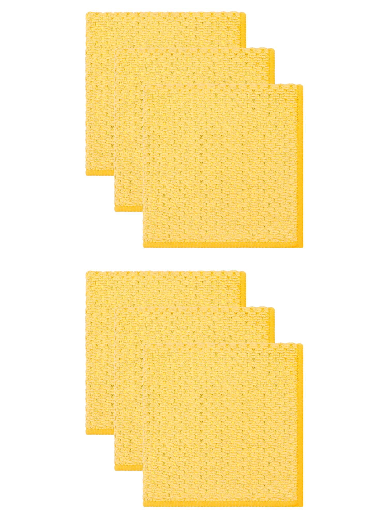 Unique Bargains Microfiber Dish Cloth for Washing Dishes Rags Yellow 12" x 12"