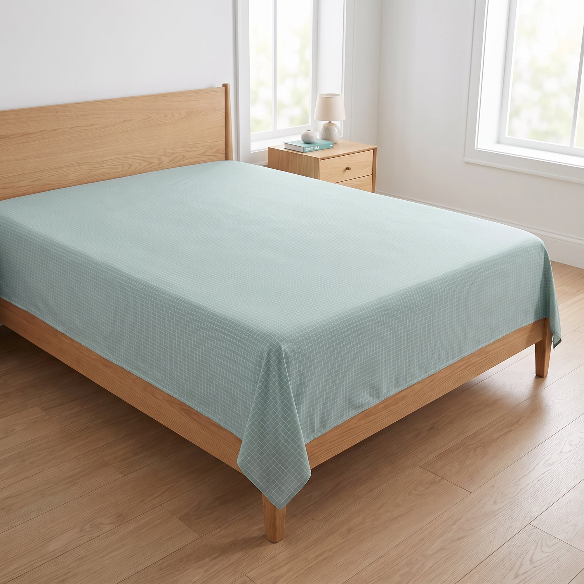 Unique Bargains Microfiber Gauze Bed Sheet Breathable Flat Sheet Light Blue 63"x91"