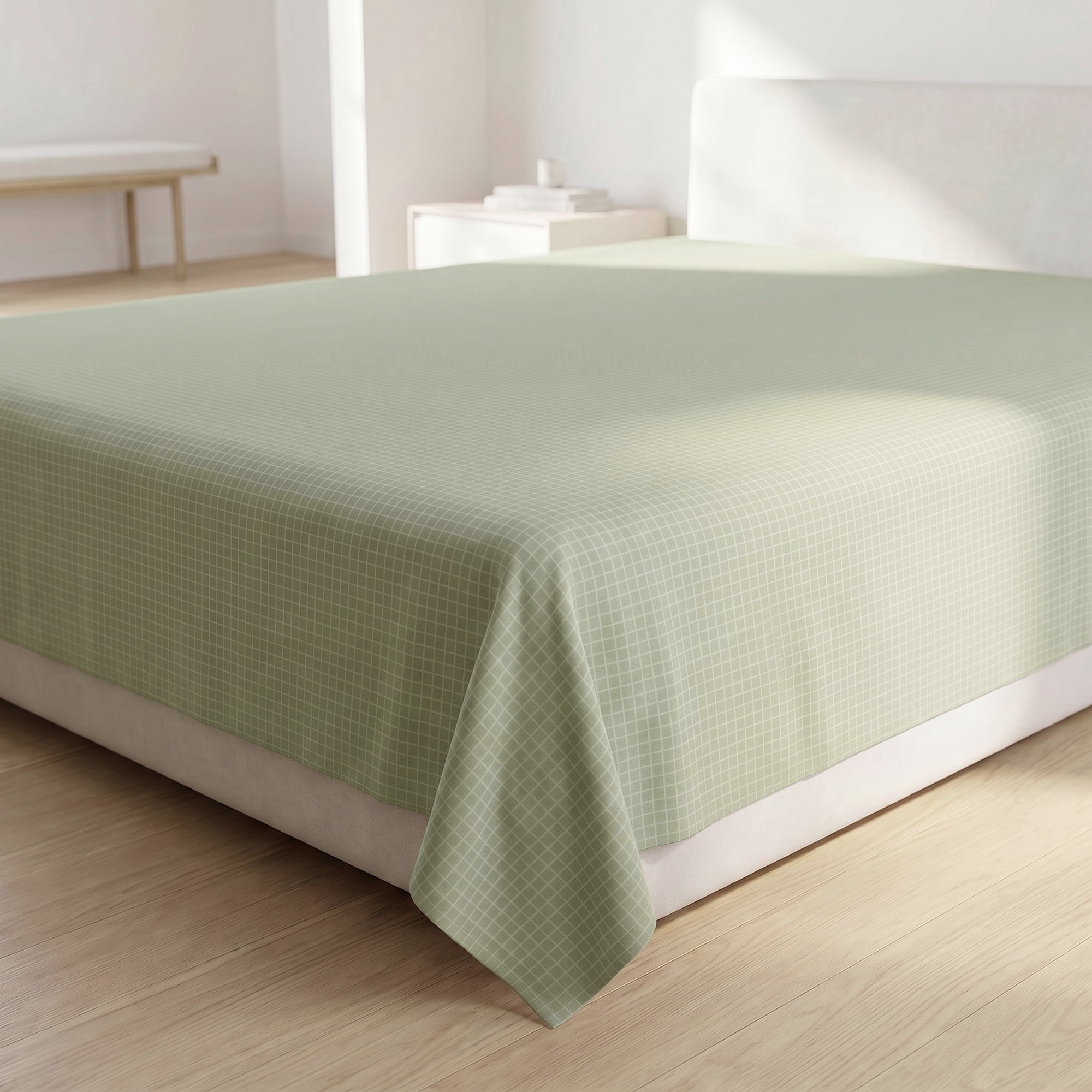 Unique Bargains Microfiber Gauze Bed Sheet Breathable Flat Sheet Light Green 63"x91"