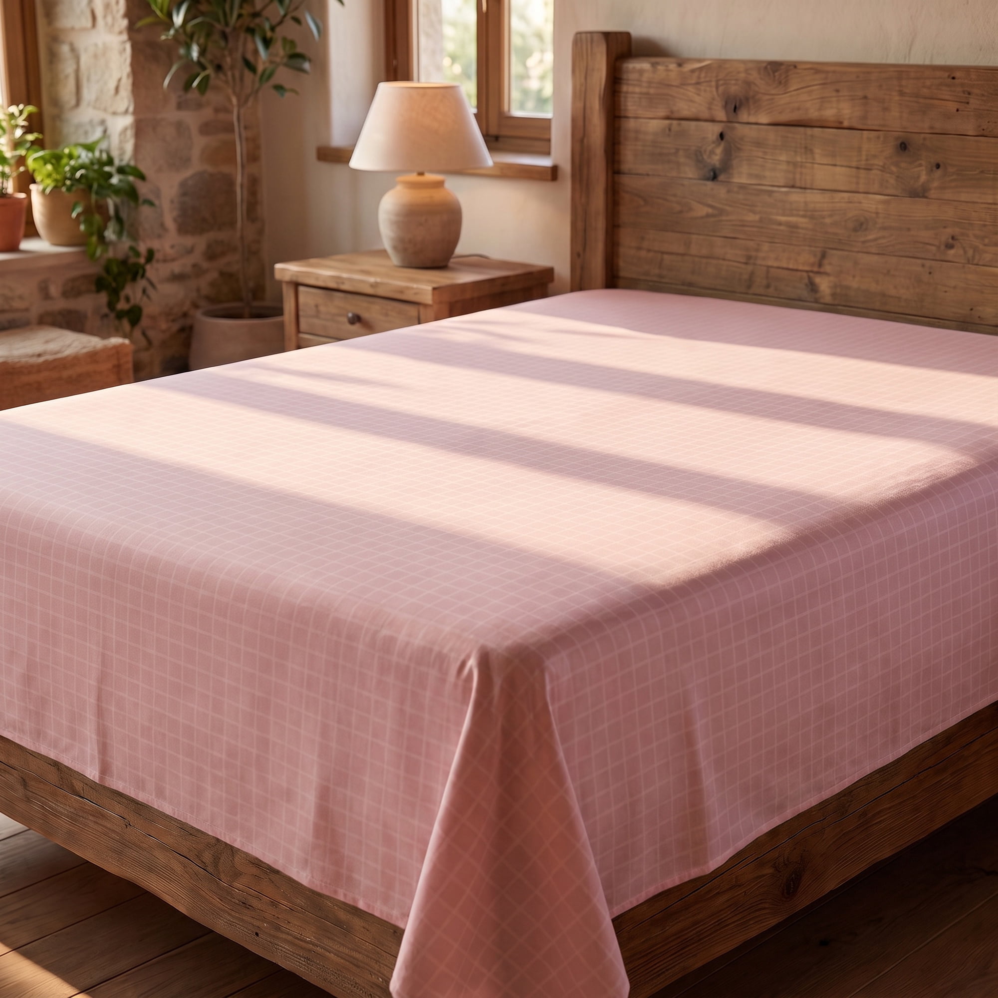 Unique Bargains Microfiber Gauze Bed Sheet Breathable Flat Sheet Pink 63"x91"