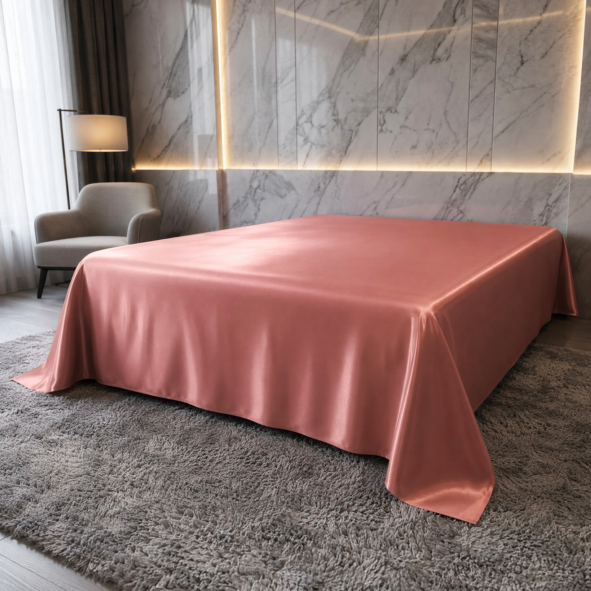 Unique Bargains Microfiber Gauze Bed Sheet Flat Sheet Bedding Pink 66"x88"