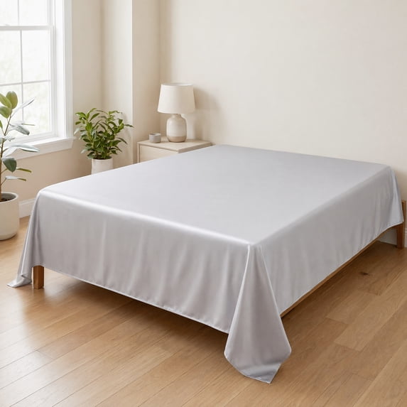 Unique Bargains Microfiber Gauze Bed Sheet Flat Sheet Bedding Silver Gray 90"x102"