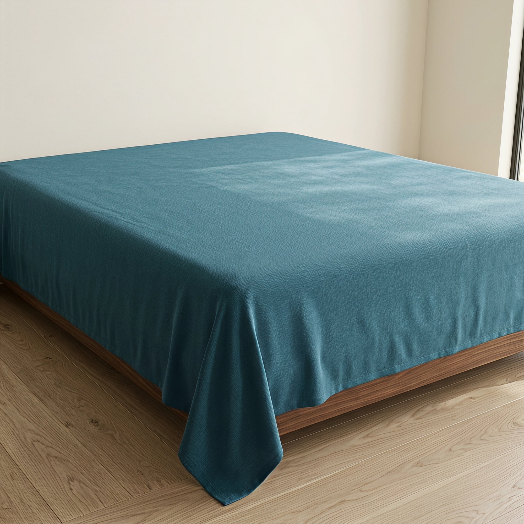 Unique Bargains Microfiber Ice Bed Sheet Flat Sheet Bedding for Bedroom Dark blue 91"x96"
