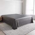 thumbnail image 1 of Unique Bargains Microfiber Ice SilkFlat Sheet Wrinkle Bedding Dark Gray 91"x96", 1 of 5