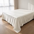 thumbnail image 1 of Unique Bargains Microfiber Ice SilkFlat Sheet Wrinkle Bedding White 79"x91", 1 of 5