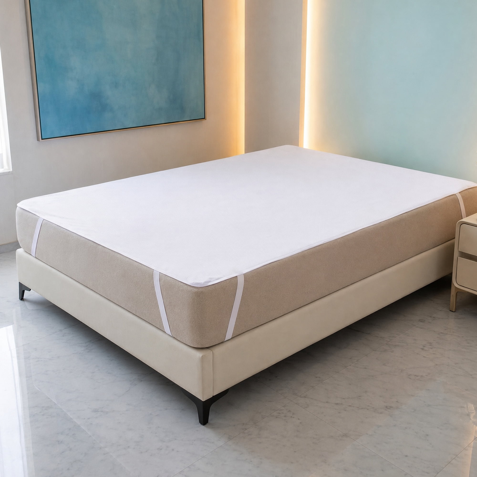 Unique Bargains Microfiber Mattress Protector Cozy Textured Bedding White 76"x80"